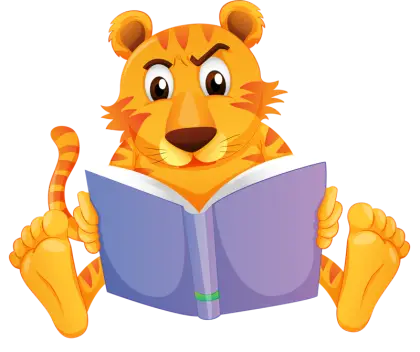 Cartoon Tiger Reading a Book