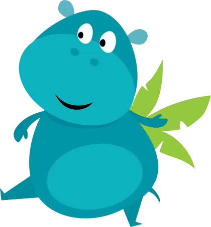 Cute Blue Hippo Cartoon