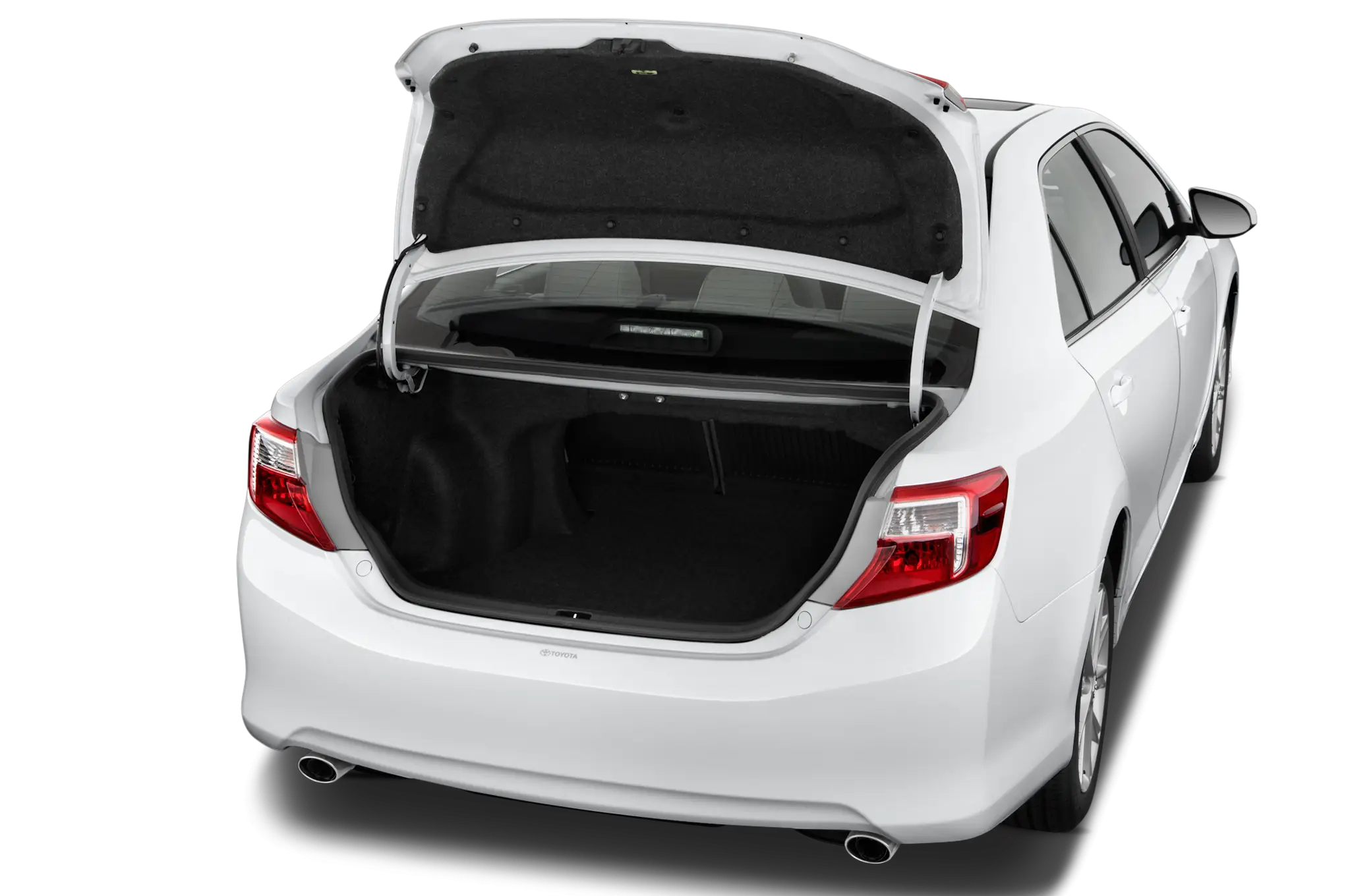 Open Car Trunk of a White Sedan