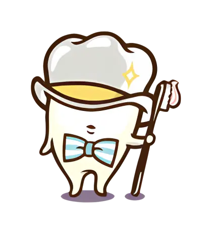 Cartoon Tooth with Hat and Cane