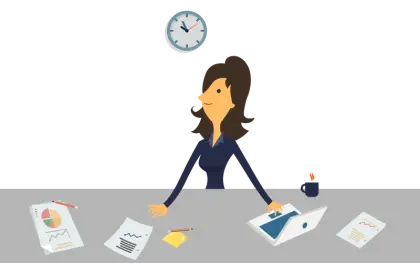 Office Worker at Desk Illustration