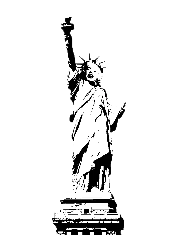 Black and White Statue of Liberty Illustration