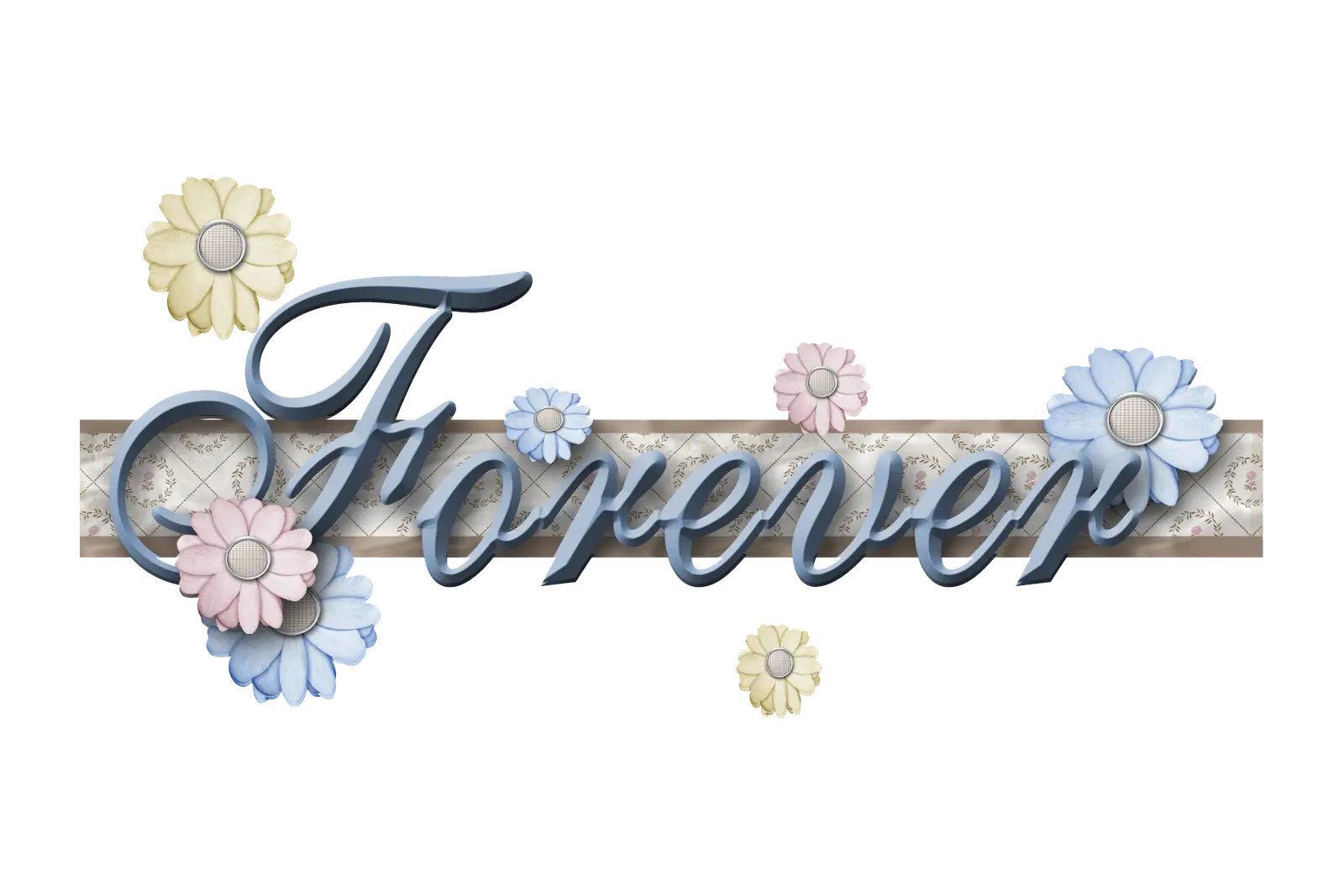Decorative Forever Text with Flowers