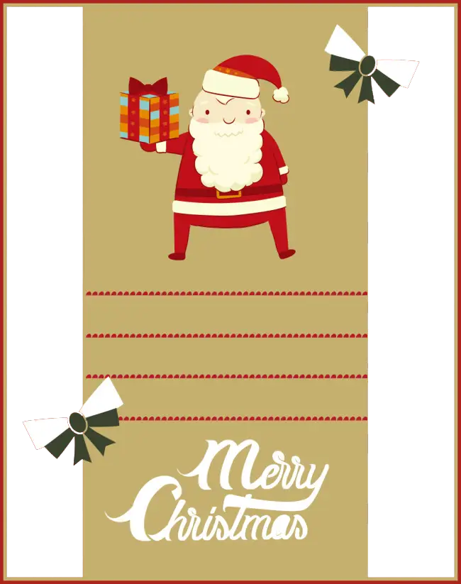 Santa Claus Christmas Card with Gift