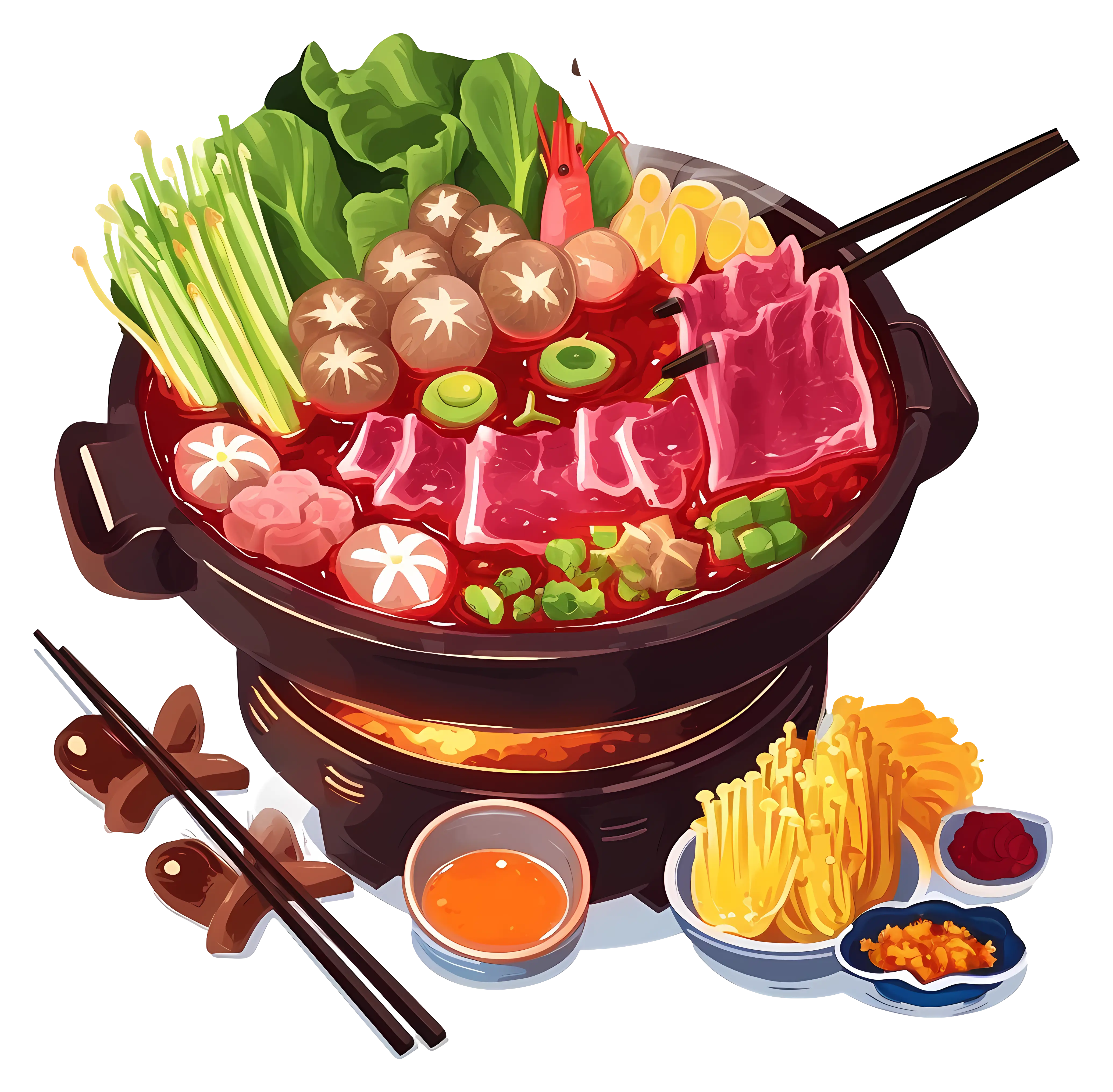 Delicious Chinese Hot Pot with Fresh Ingredients