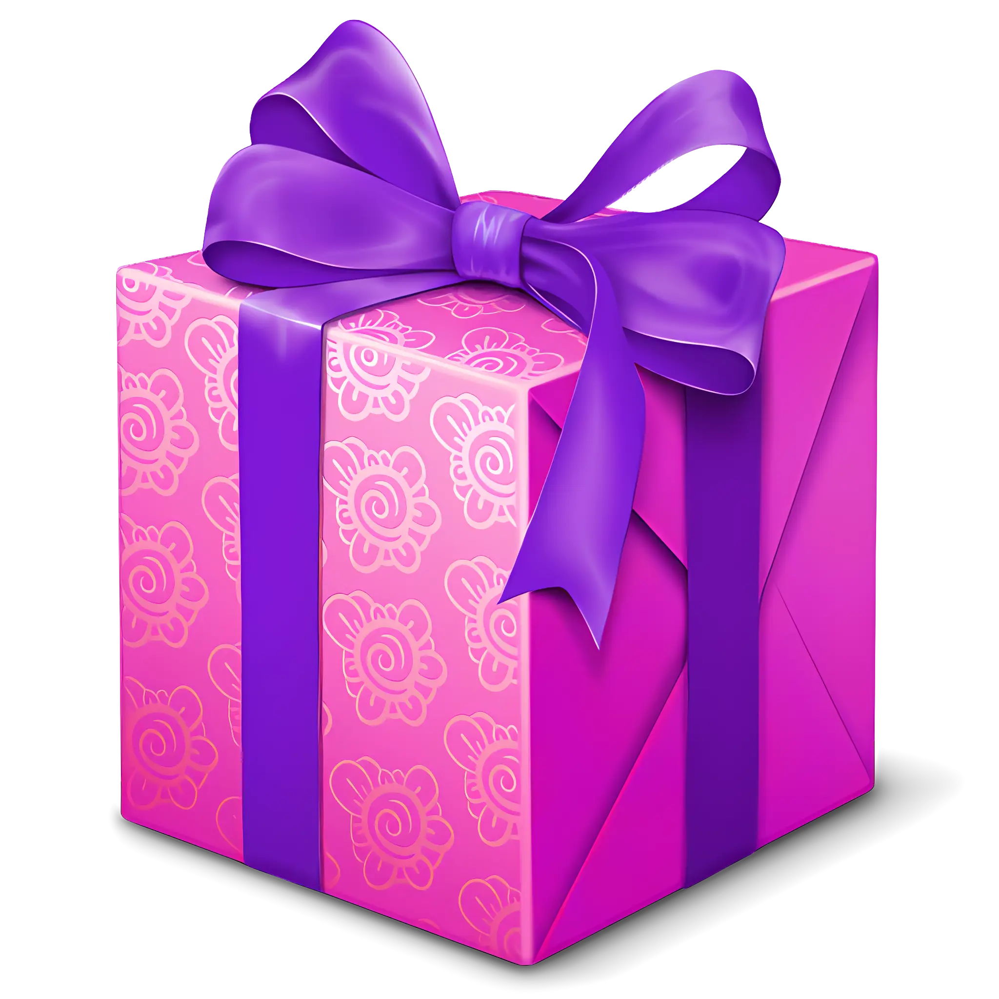Purple Gift Box with Ribbon