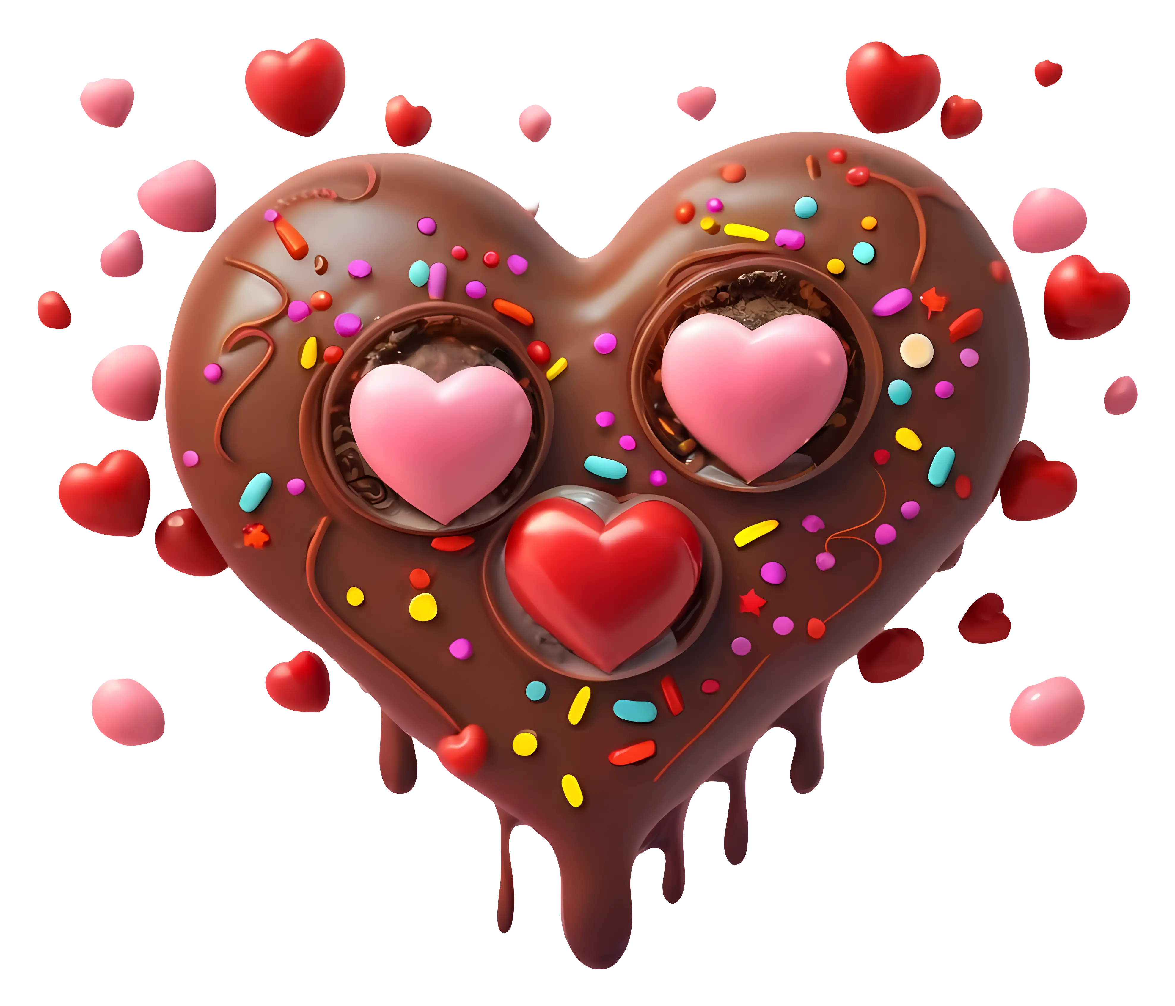 Heart-Shaped Chocolate with Colorful Sprinkles