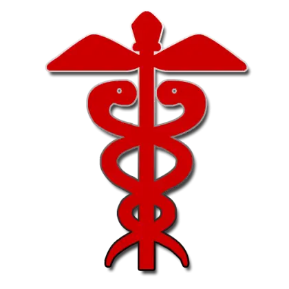 Red Medical Caduceus Symbol