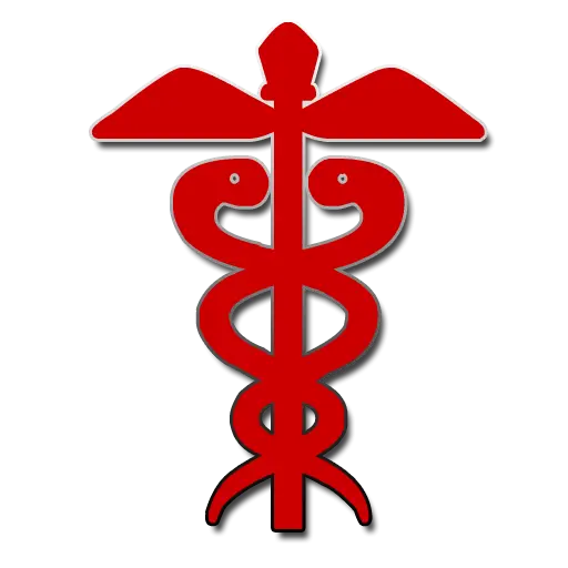 Red Medical Caduceus Symbol