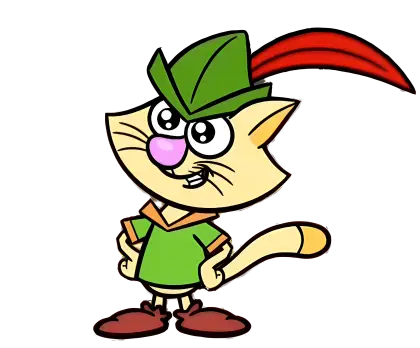 Yellow Cat in Green Outfit with Red Feather