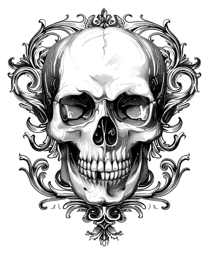 Stylized Ornate Skull with Decorative Patterns