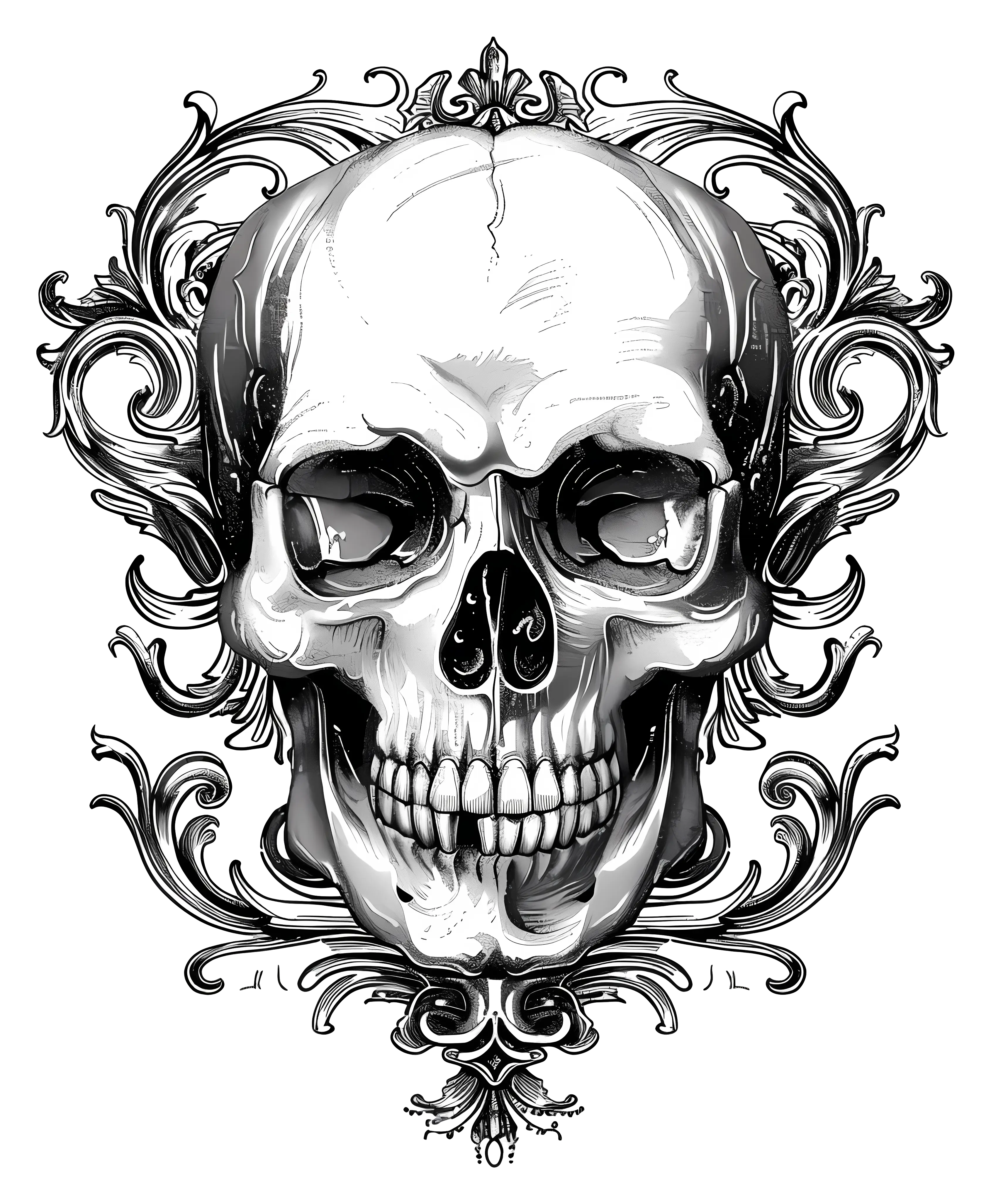 Stylized Ornate Skull with Decorative Patterns