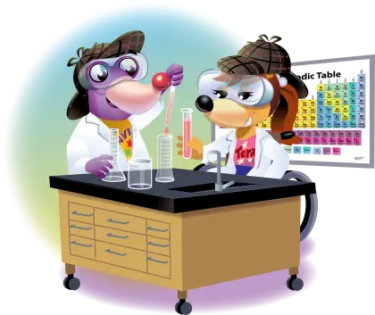 Cartoon Animals Conducting Science Experiment