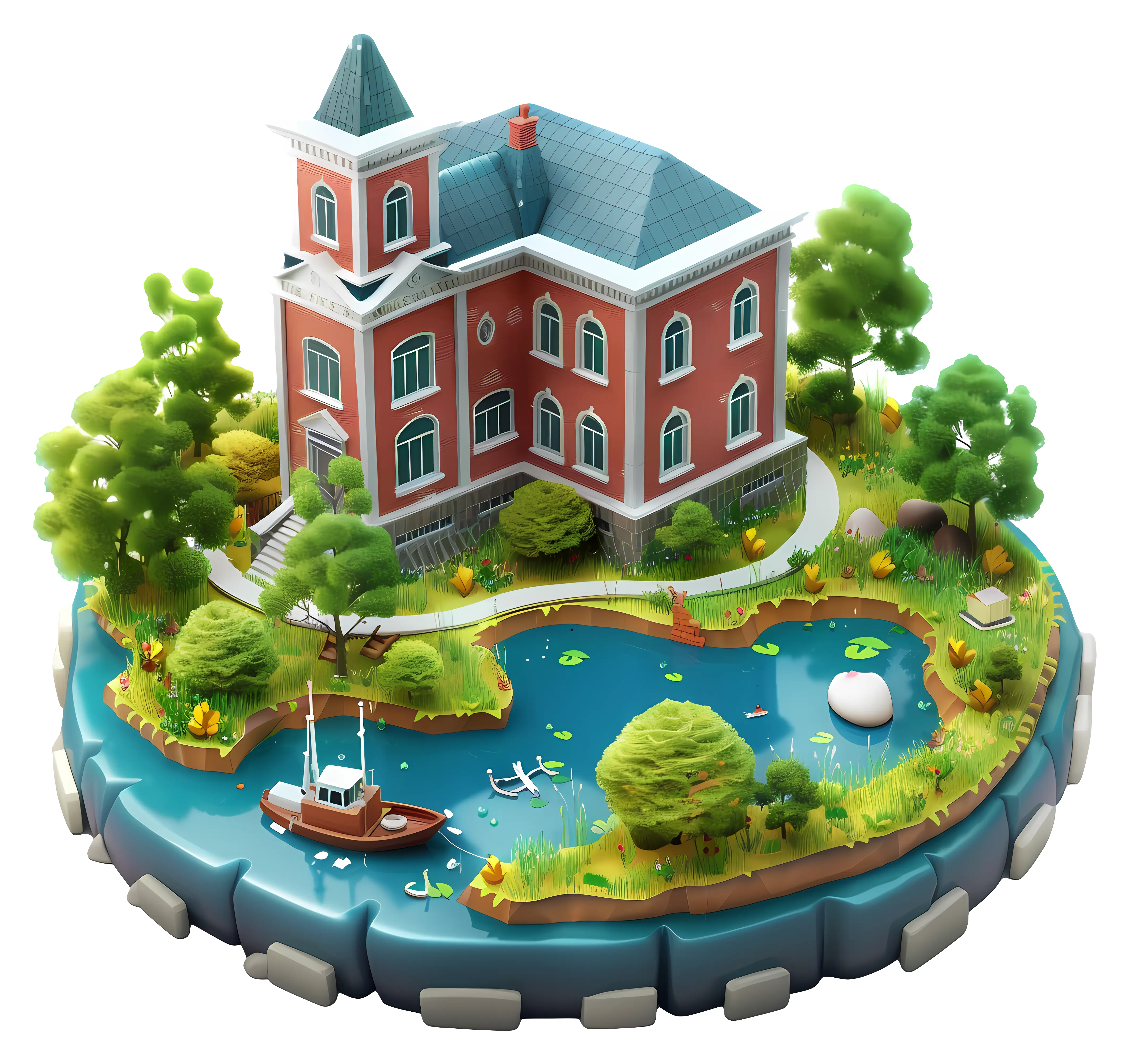 Charming Red House with Garden and Pond
