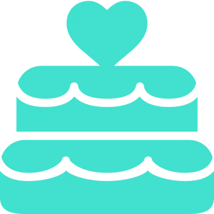 Wedding Cake Icon with Heart Topper