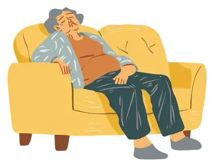 Elderly Woman Resting on Sofa