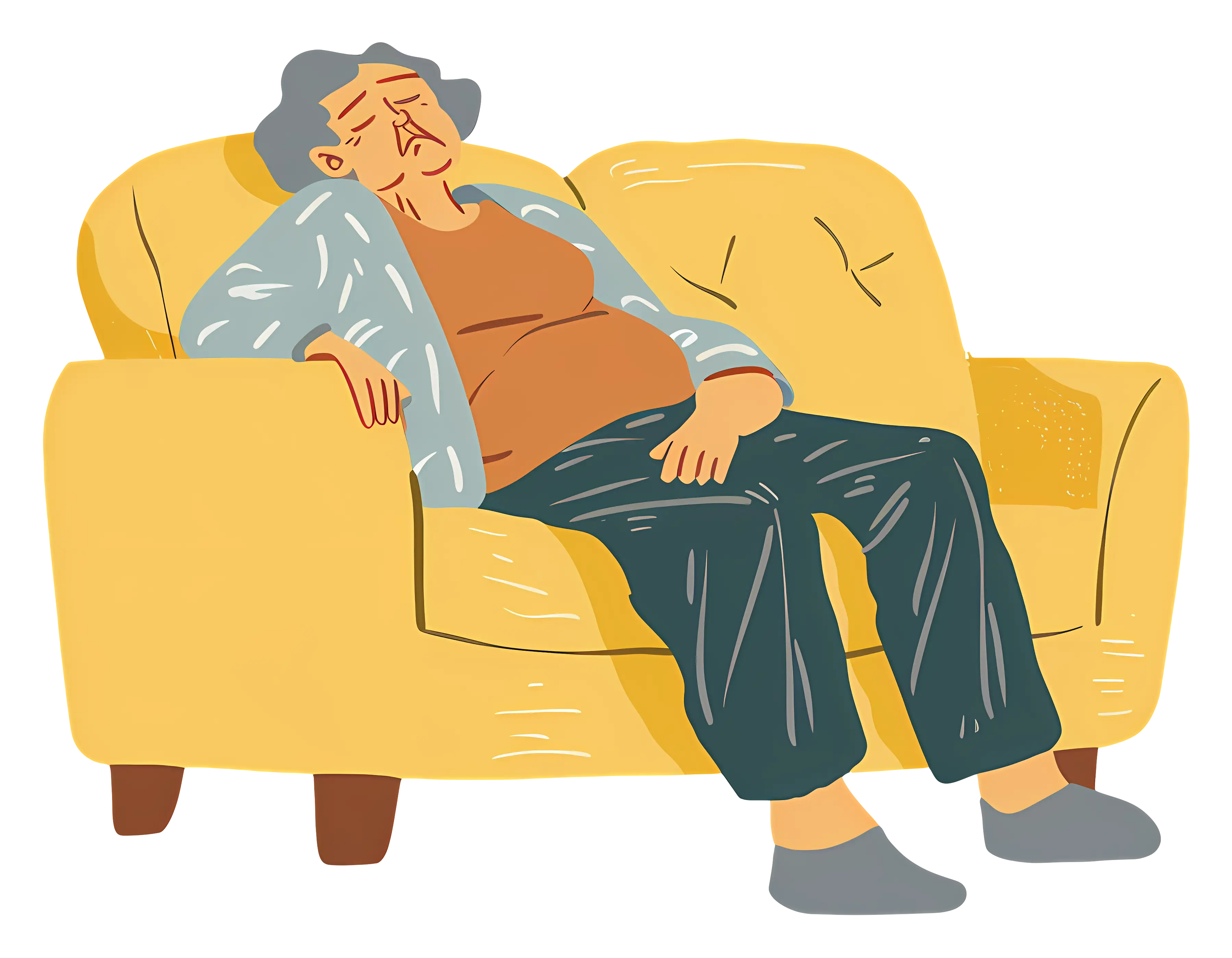 Elderly Woman Resting on Sofa