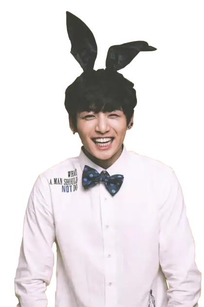 Person Wearing Bunny Ears and Smiling