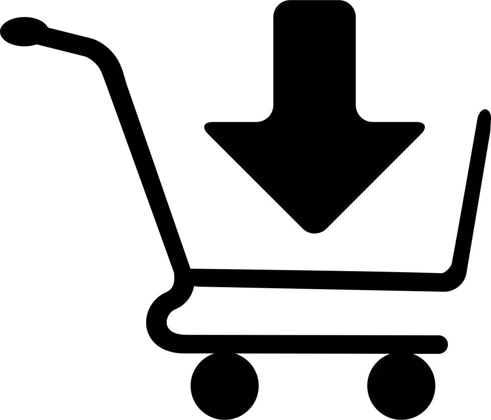 Black Shopping Cart Icon with Arrow