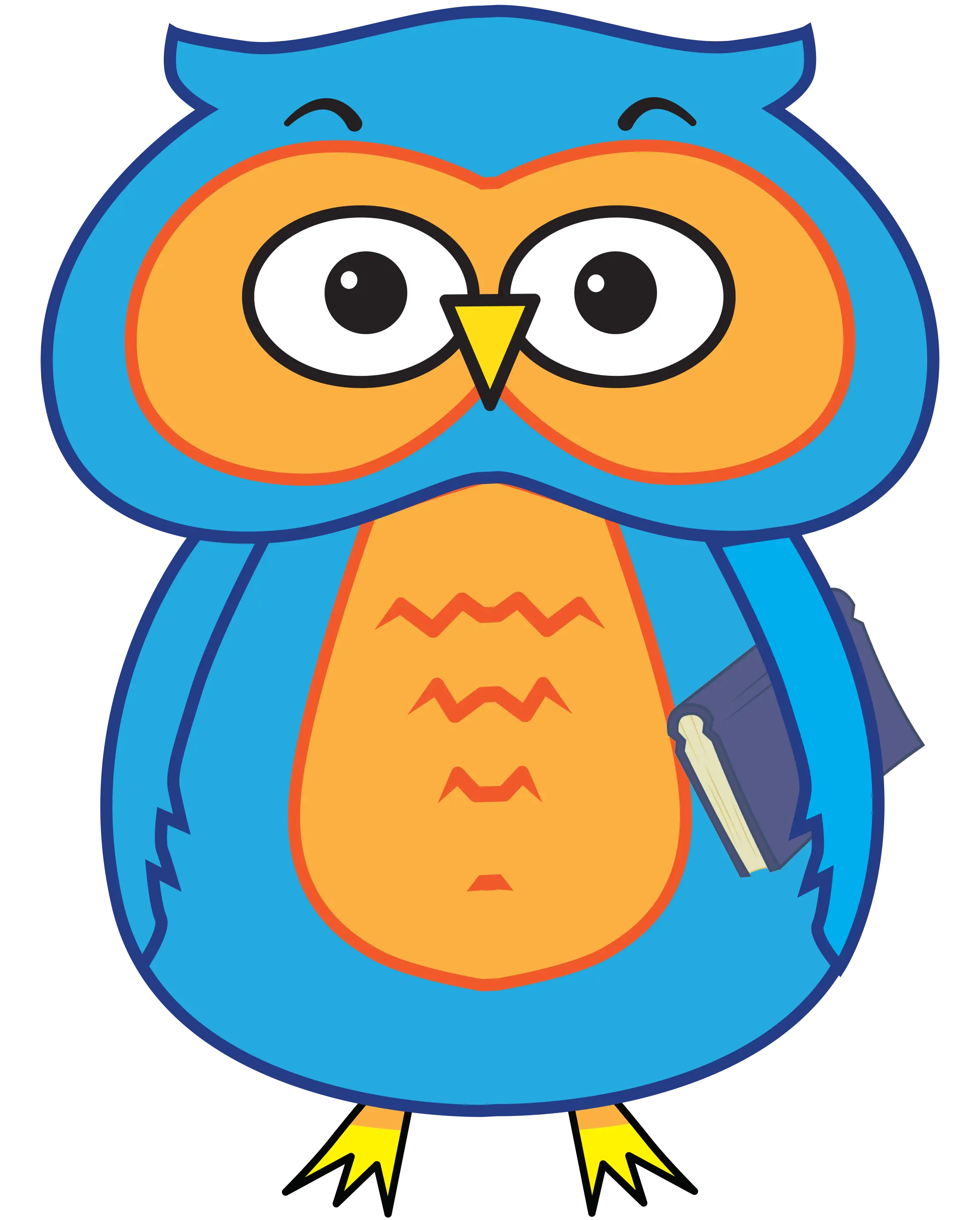 Cartoon Owl Holding a Book Illustration