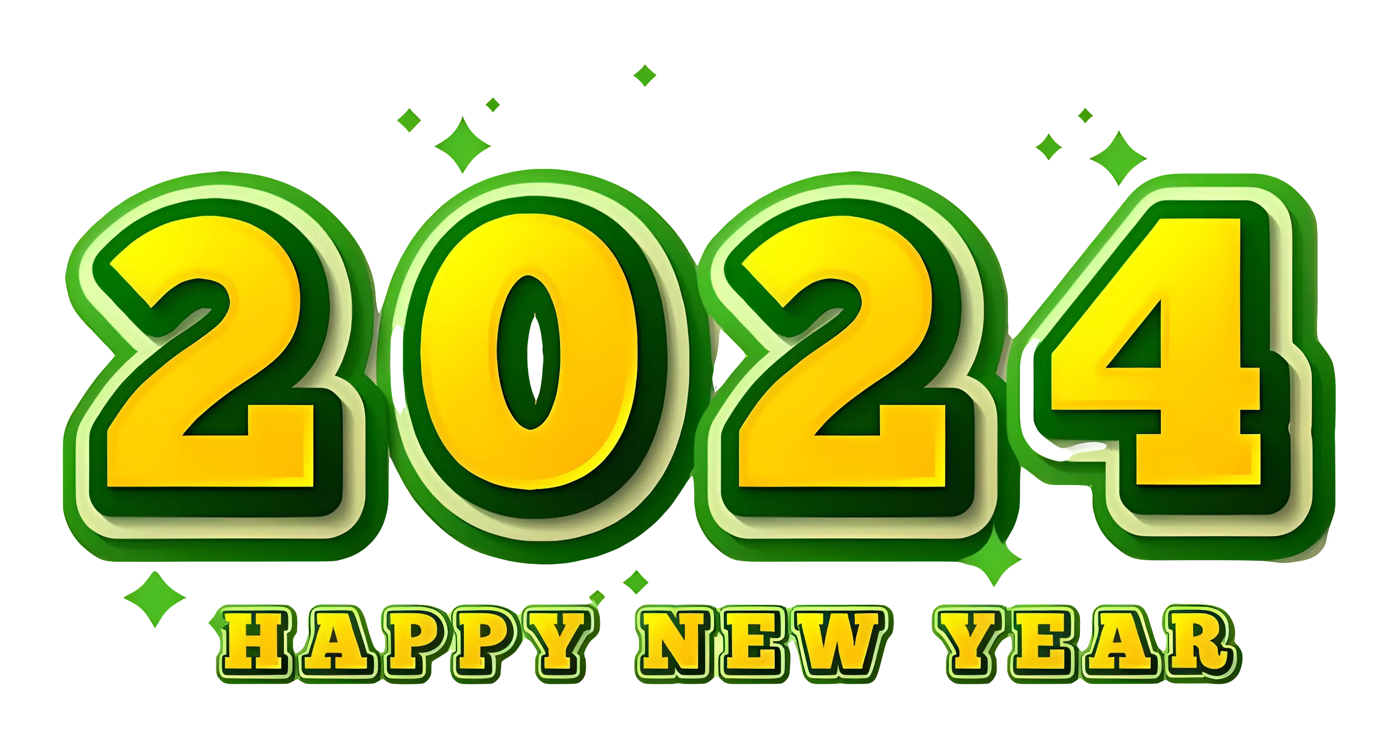 Happy New Year 2024 Text Illustration
