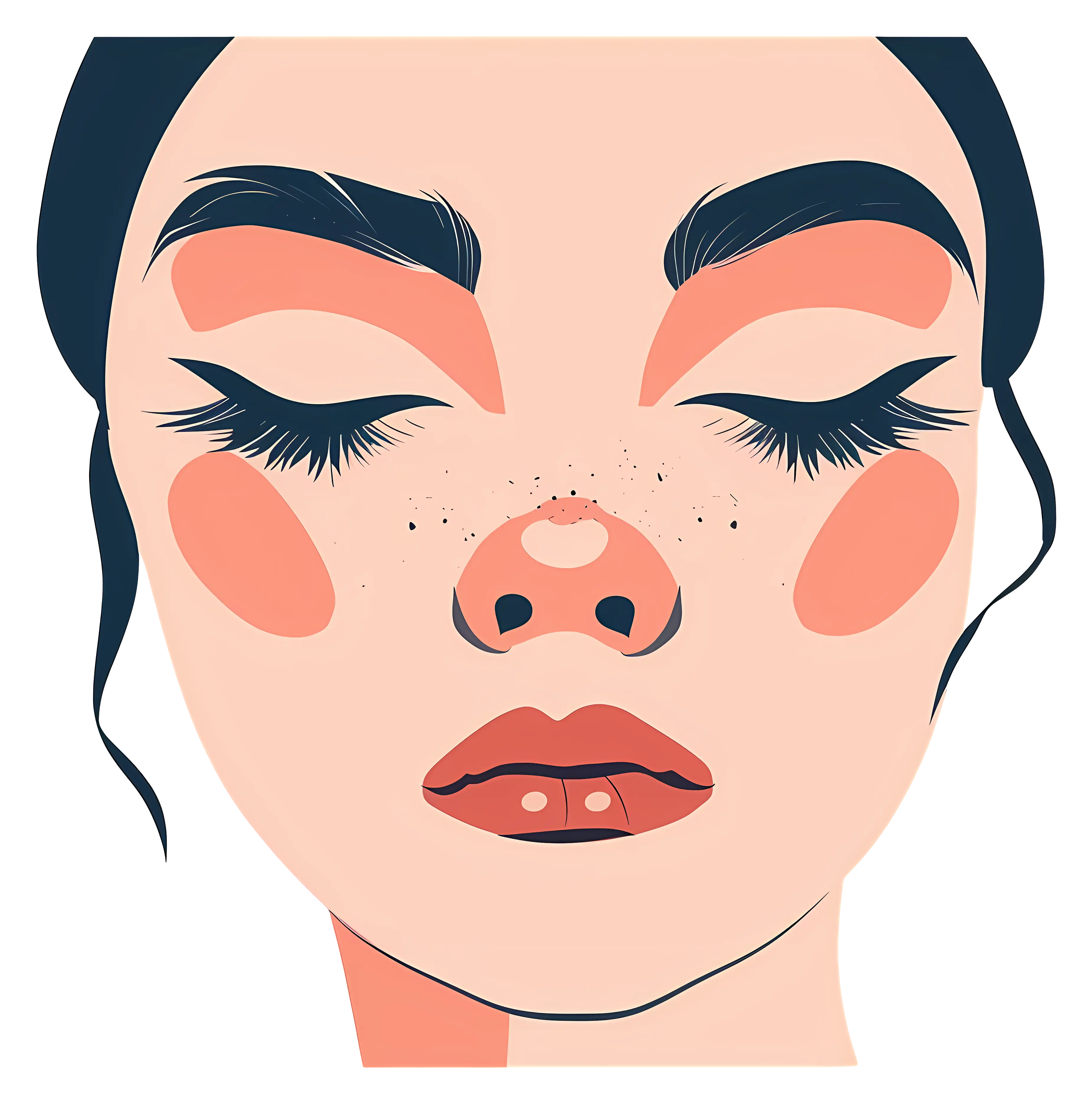 Illustration of Closed Eyes with Freckles