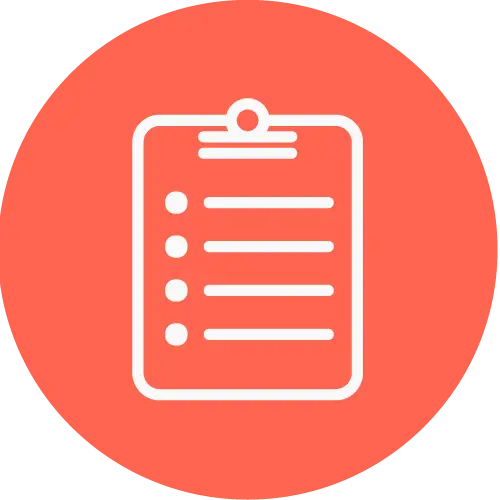 Clipboard Icon on Red Circular Background