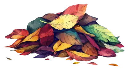 Colorful Pile of Leaves in Autumn Illustration