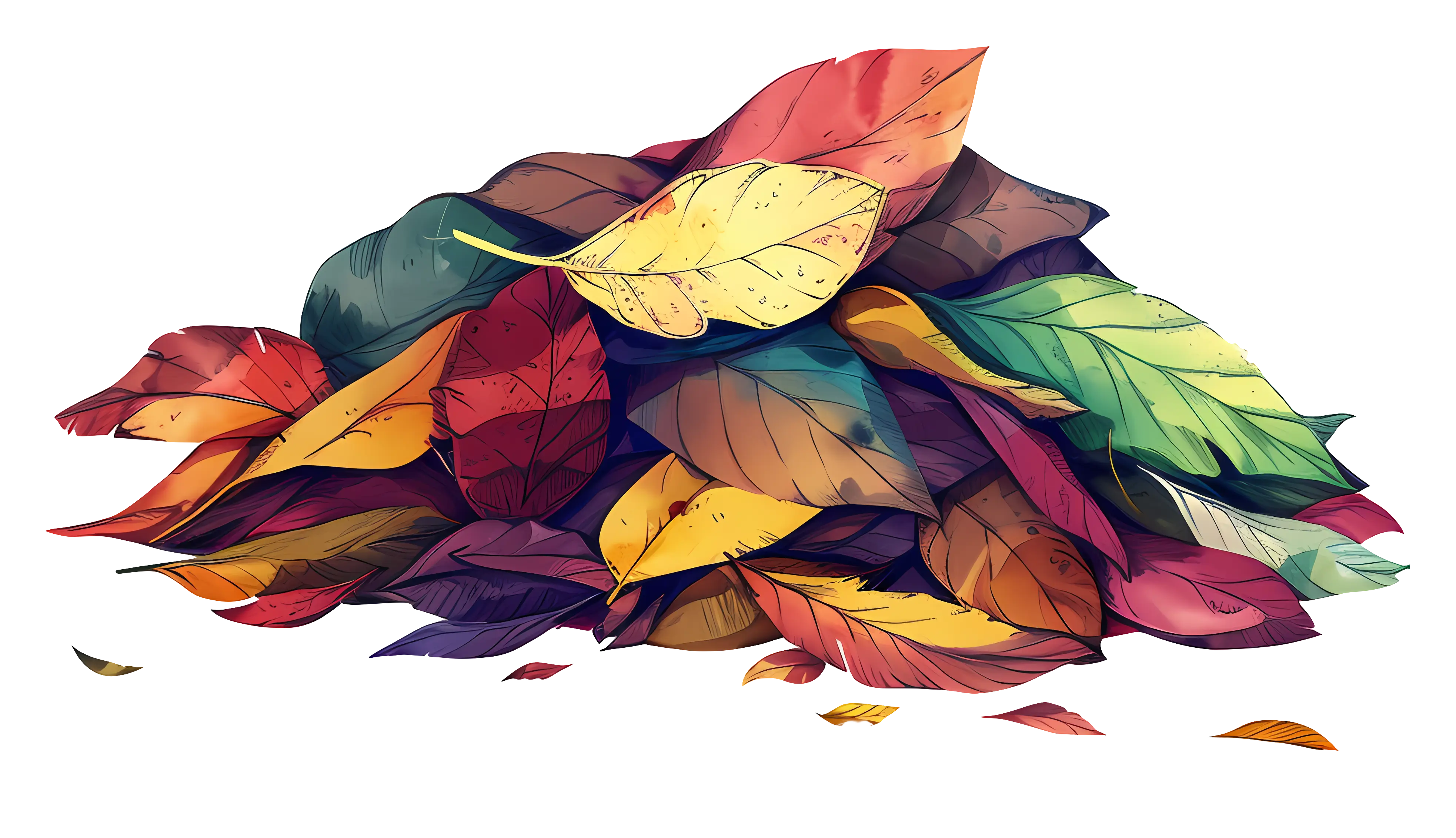 Colorful Pile of Leaves in Autumn Illustration