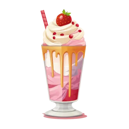 Strawberry Milkshake with Caramel Illustration