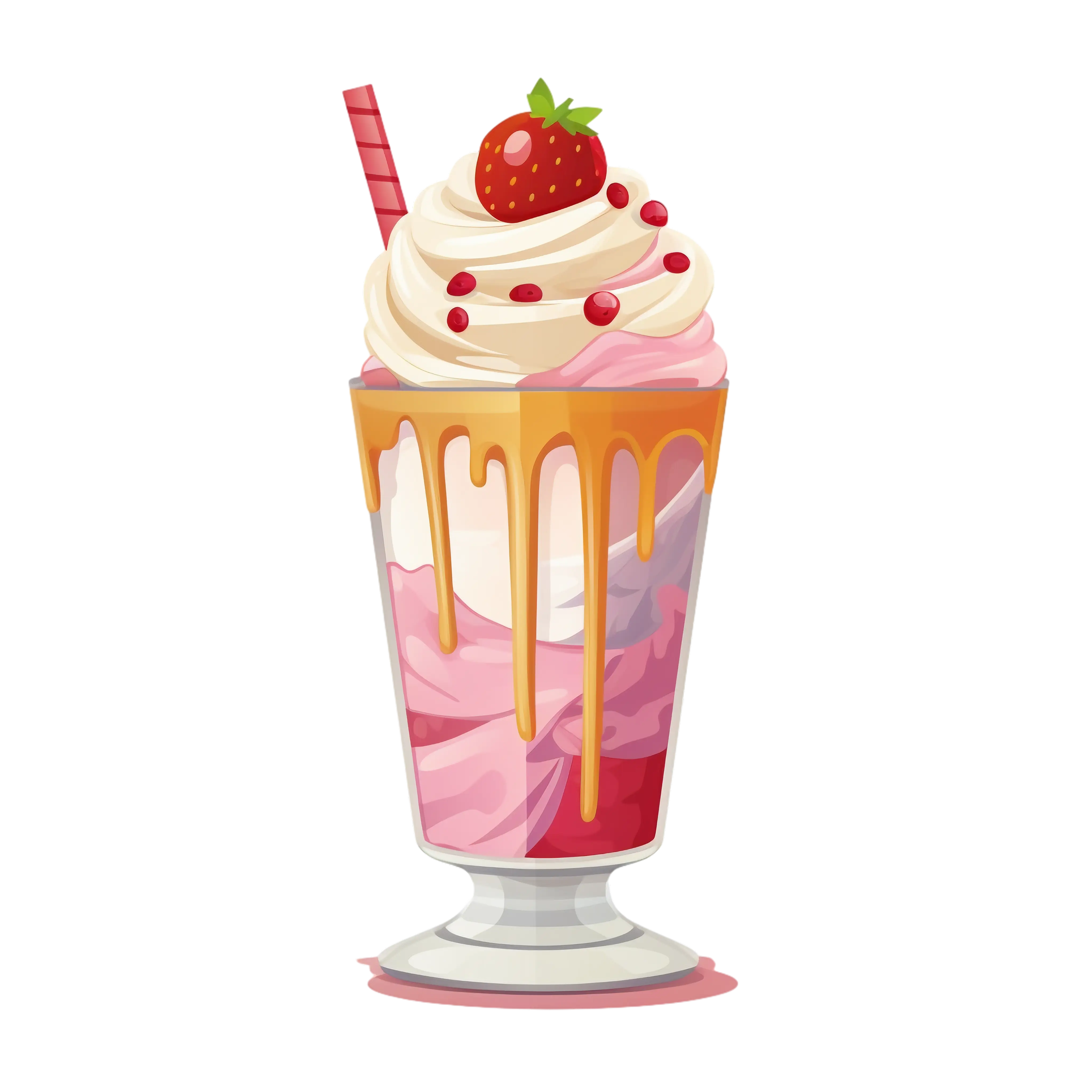 Strawberry Milkshake with Caramel Illustration