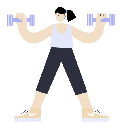 Cartoon Person Lifting Weights in Workout Gear