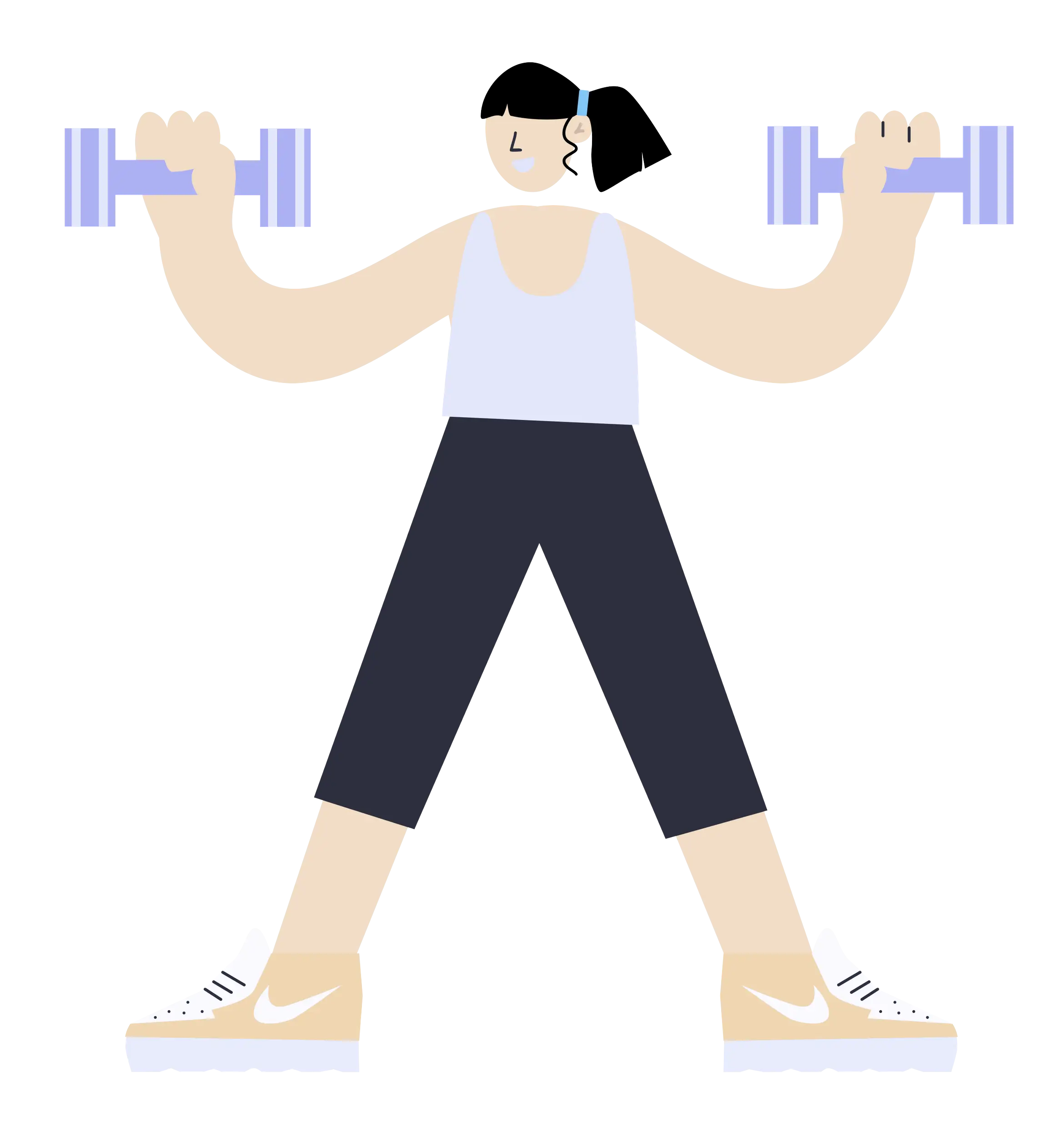 Cartoon Person Lifting Weights in Workout Gear