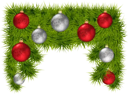 Christmas Decorations with Baubles and Green Foliage