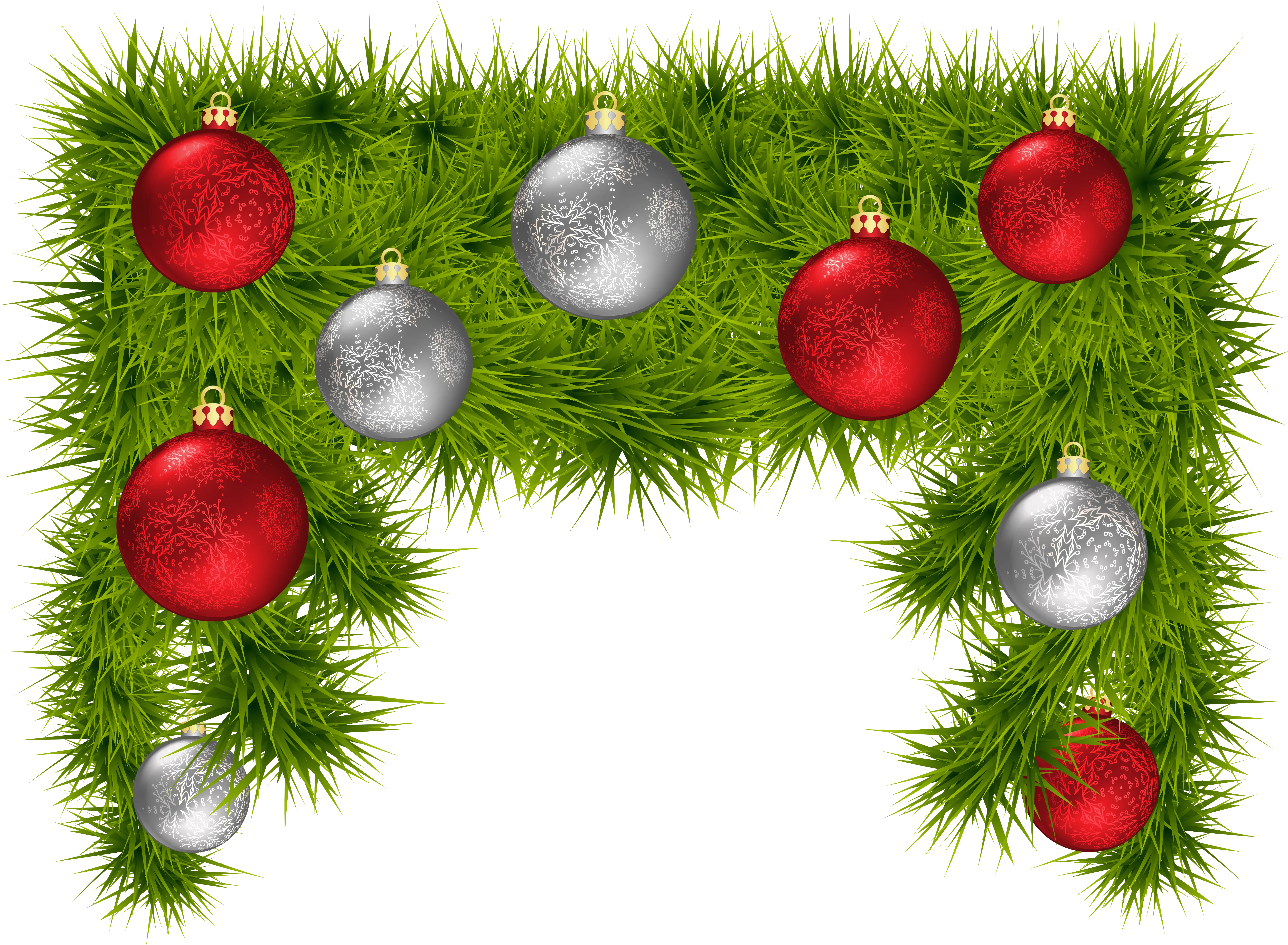 Christmas Decorations with Baubles and Green Foliage