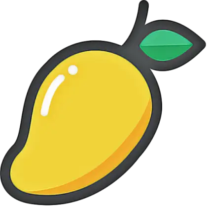 Yellow Mango Illustration with Green Leaf