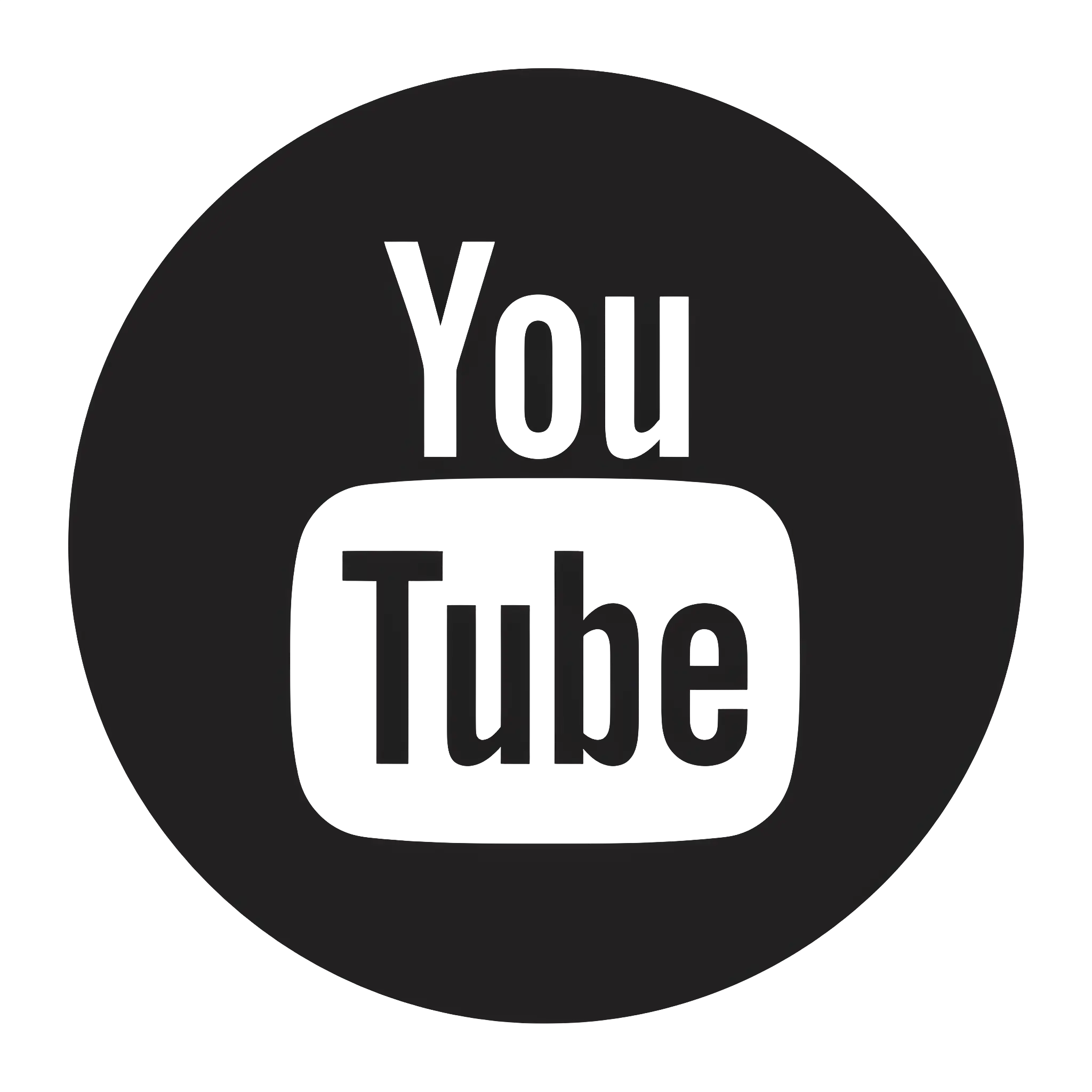 YouTube Logo in Black Circle Design
