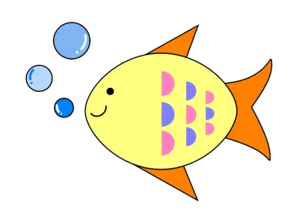 Cartoon Yellow Fish with Bubbles