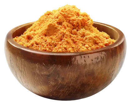Wooden Bowl of Orange Powder
