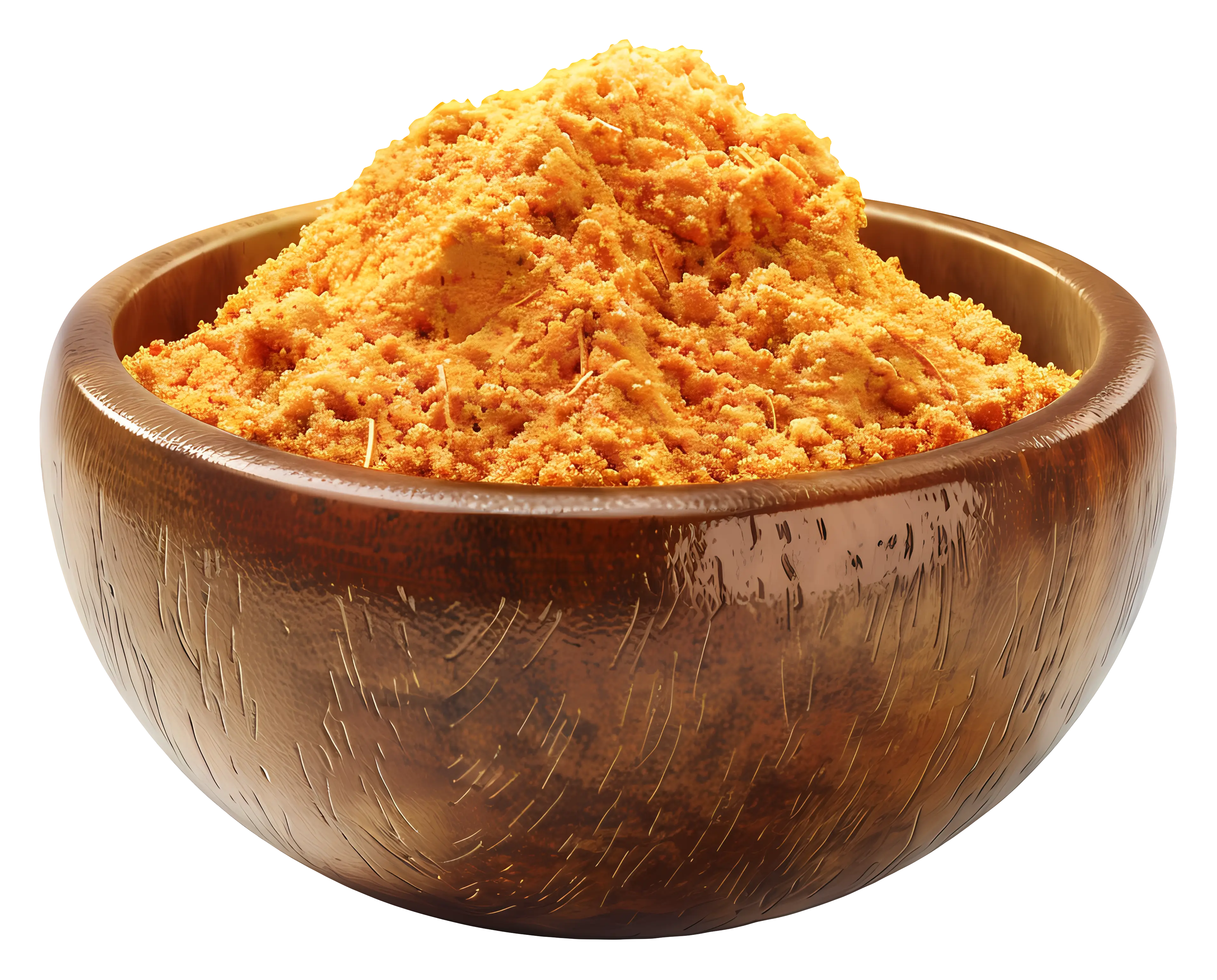 Wooden Bowl of Orange Powder