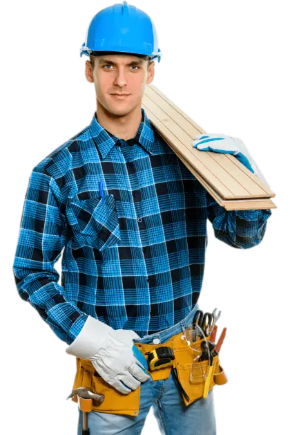 Construction Worker Carrying Plank
