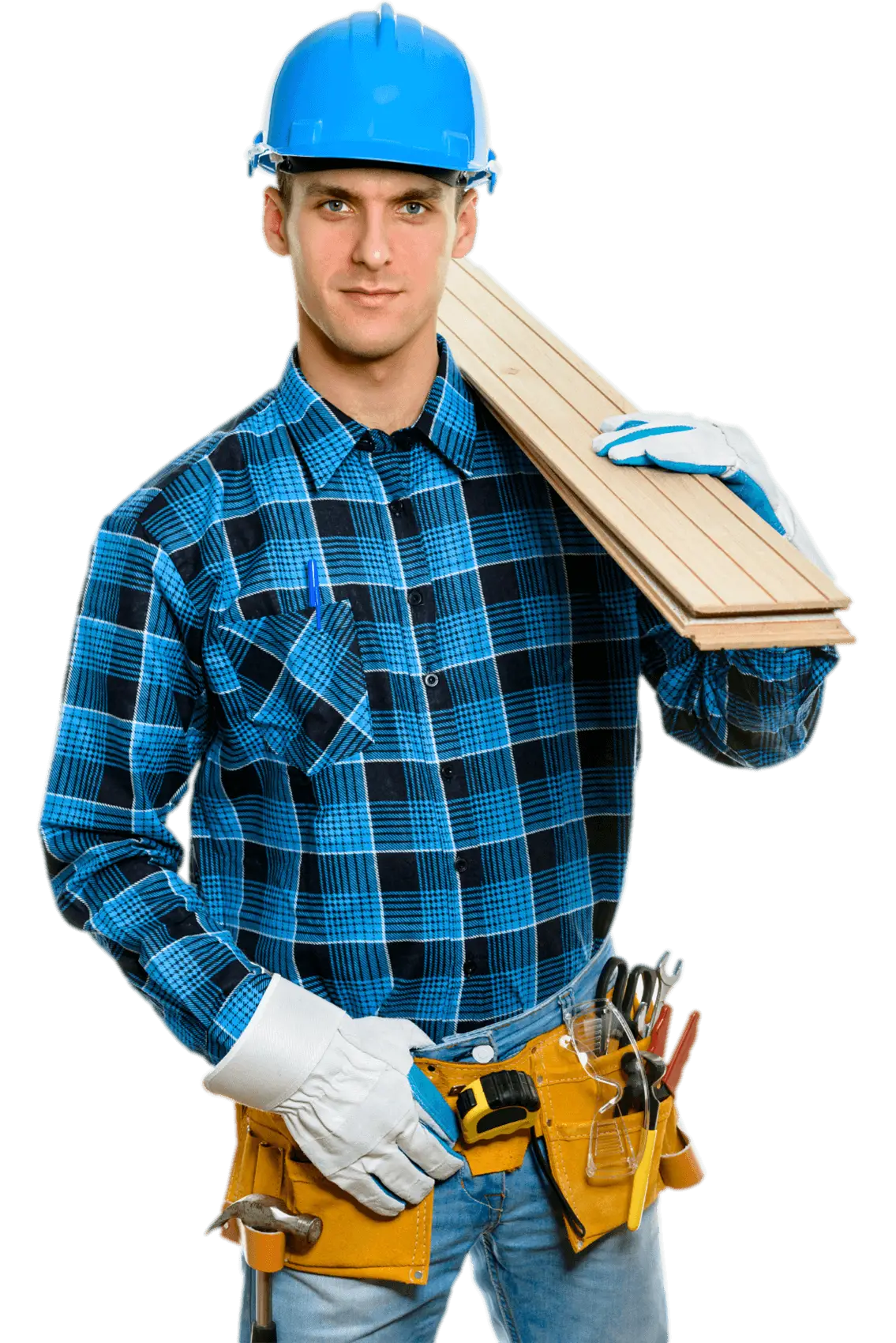 Construction Worker Carrying Plank