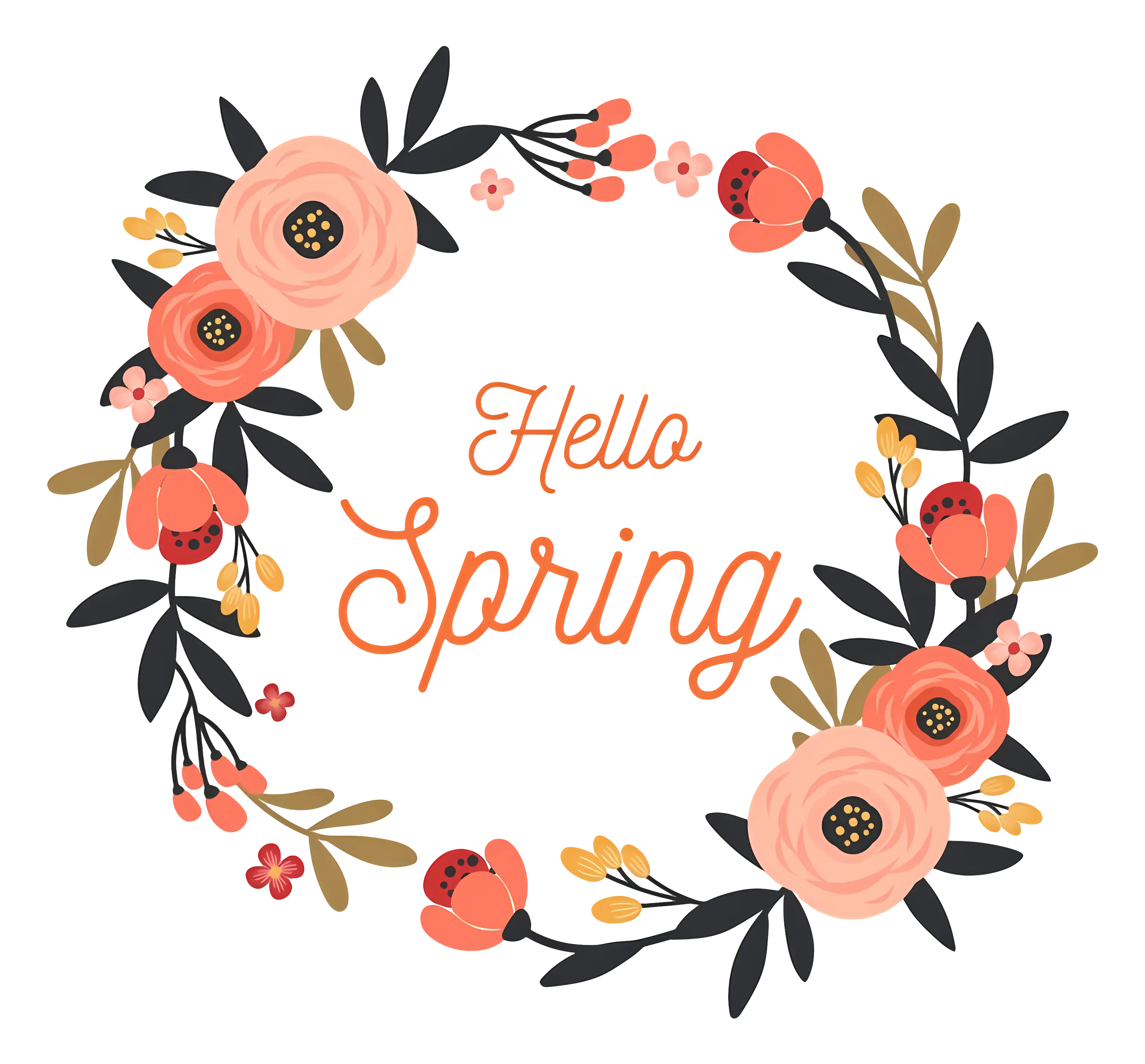 Hello Spring Wreath with Flowers