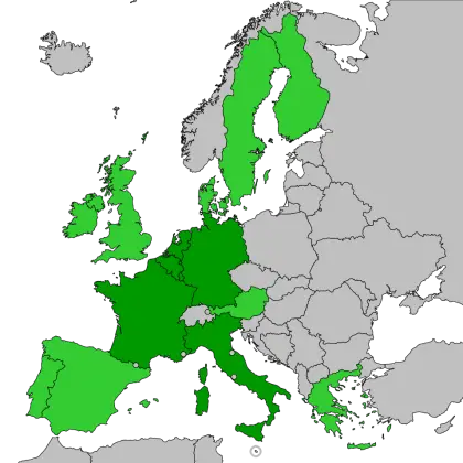 Map of Europe with Highlighted Areas