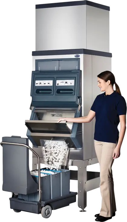 Commercial Ice Machine with Worker