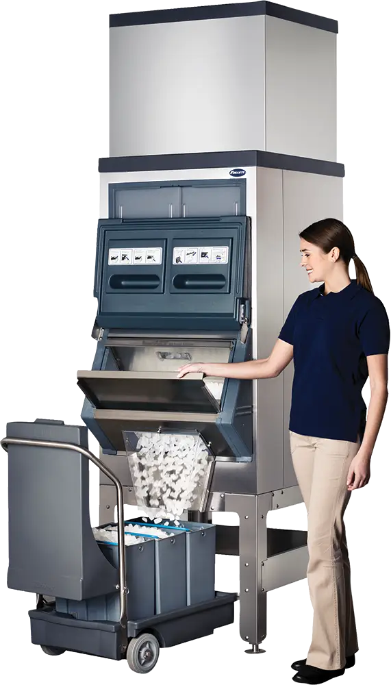 Commercial Ice Machine with Worker