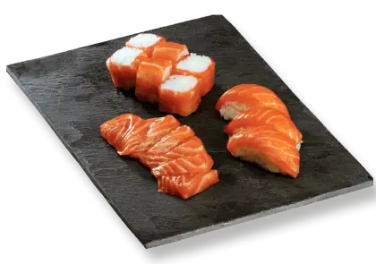 Salmon Sushi Platter on Slate Plate