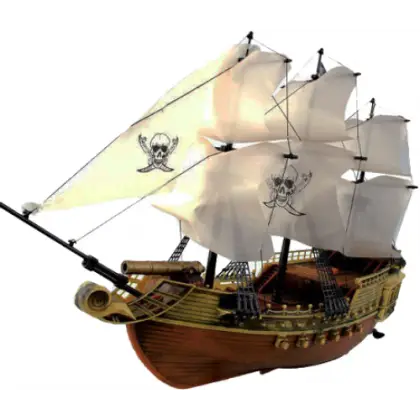 Model Pirate Ship with Sails