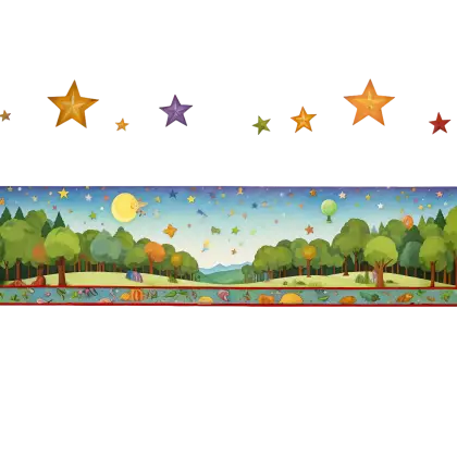 Starry Forest Landscape Illustration
