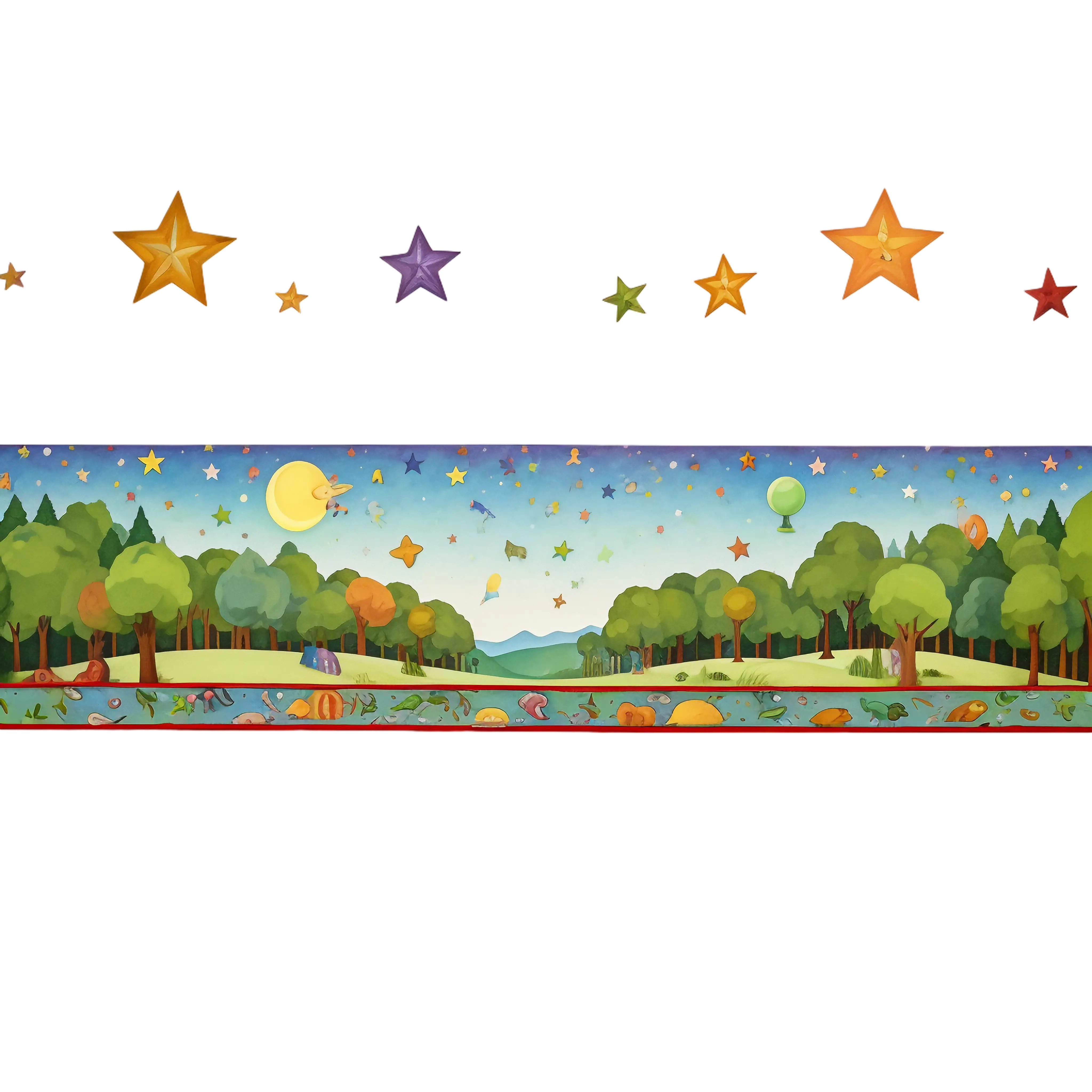 Starry Forest Landscape Illustration
